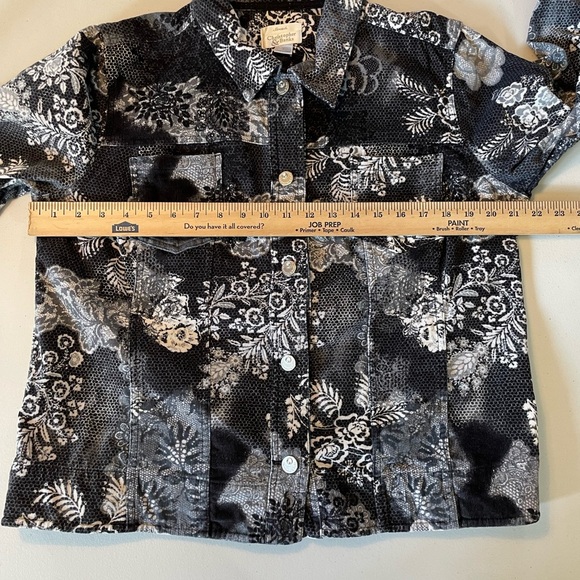 Christopher & Banks Large Black and White Floral Jacket Boho Chic Unique GUC - Picture 3 of 7